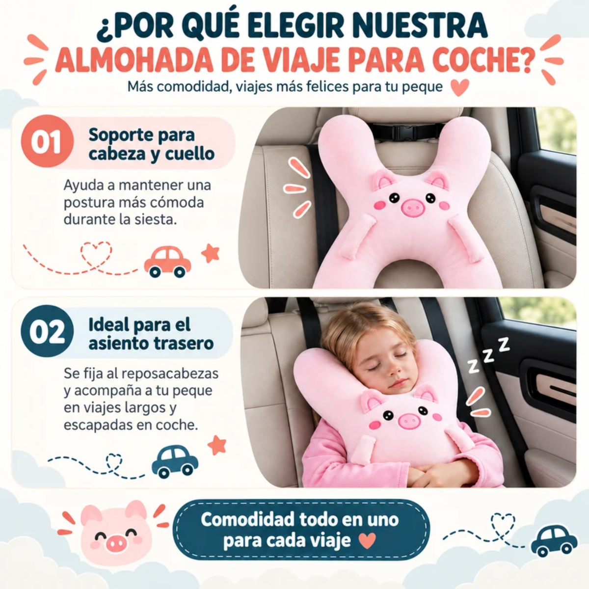 Almohada infantil de viaje