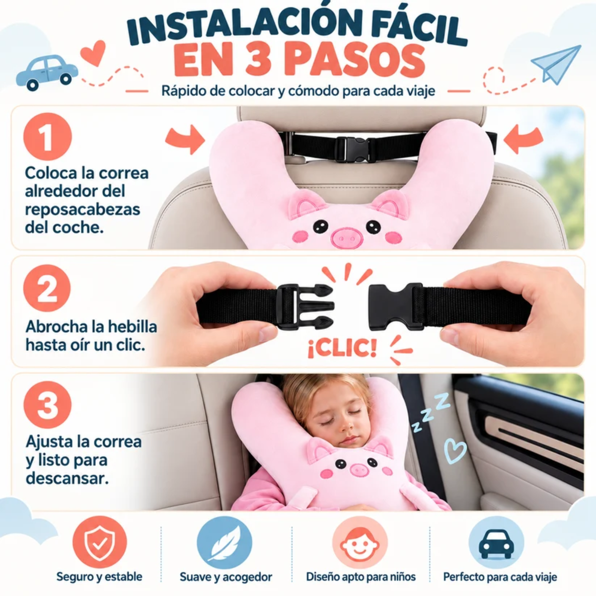 Almohada infantil de viaje